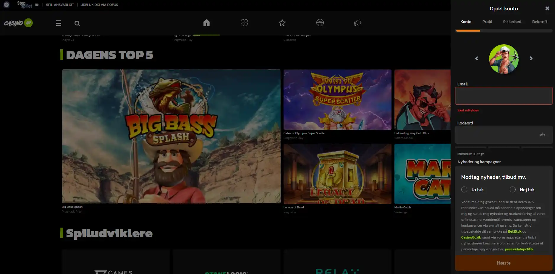 CasinoGo login og konto – MitID, DKK og kontokontrol